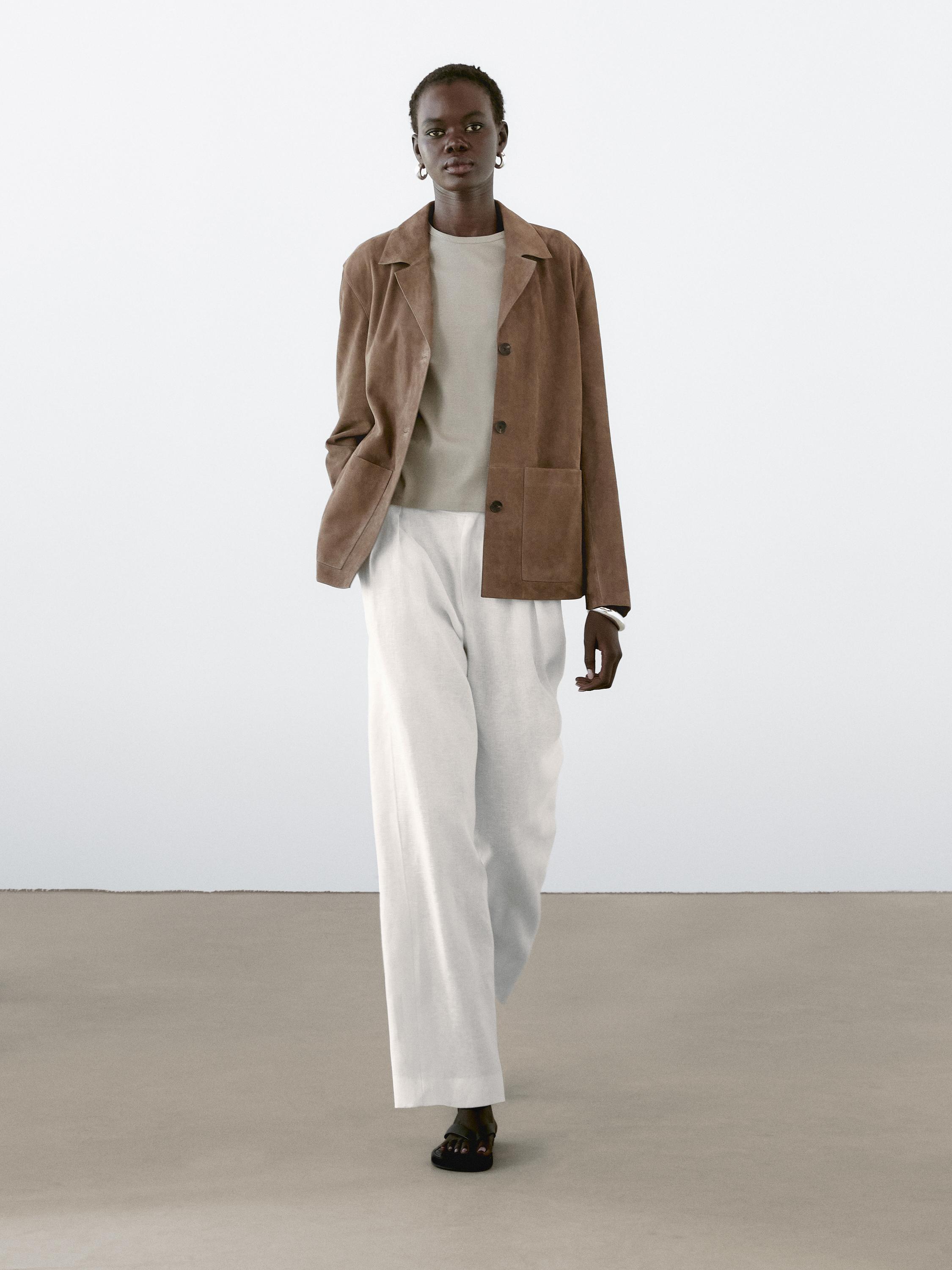 Flowing suede leather blazer